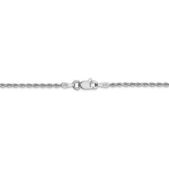 1.5mm, 14k White Gold, Diamond Cut Solid Rope Chain Necklace, 28 Inch